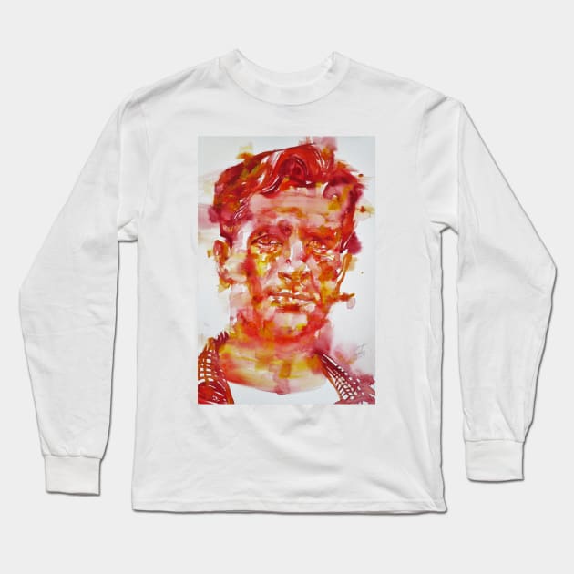 JACK KEROUAC watercolor portrait .3 Long Sleeve T-Shirt by lautir